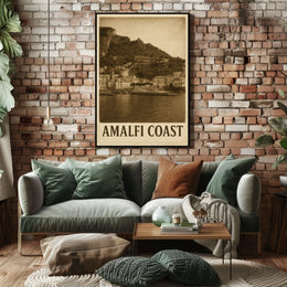 Amalfi Coast Vintage Poster Wall Art for Coastal Decor
