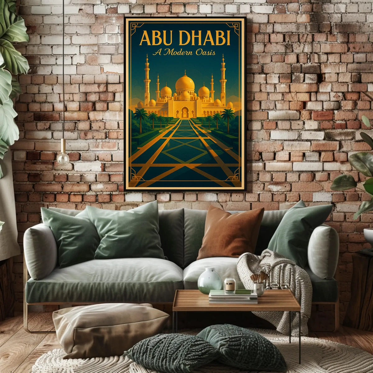 Abu Dhabi Grand Mosque Vintage Travel Poster