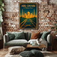Abu Dhabi Grand Mosque Vintage Travel Poster