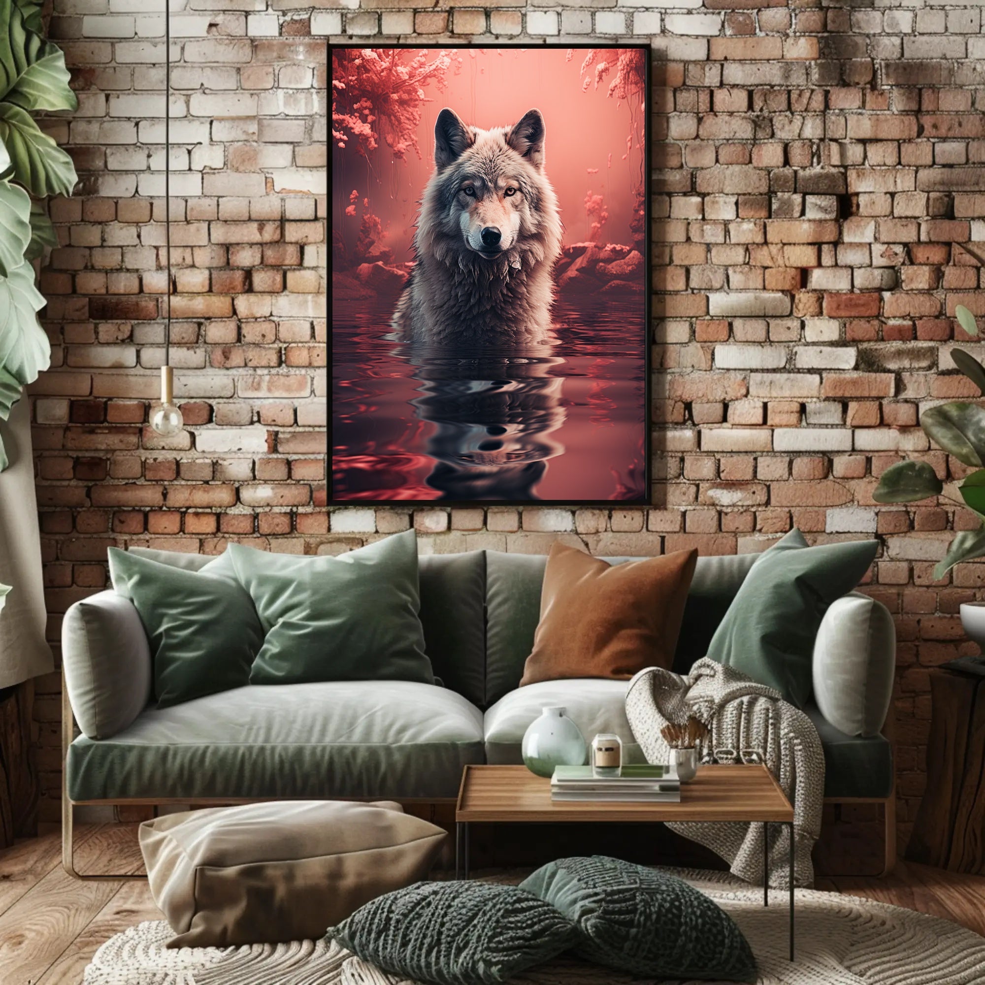 Majestic Wolf In Enchanted Waters Poster PosterGoat