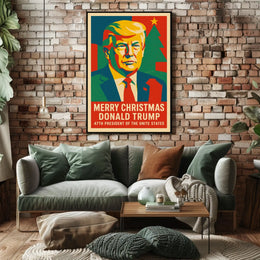 Trump Christmas Spirit Illustration Celebrating Presidential Legacy Poster