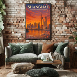 Shanghai Skyline Sunset: Urban or Cityscape Poster