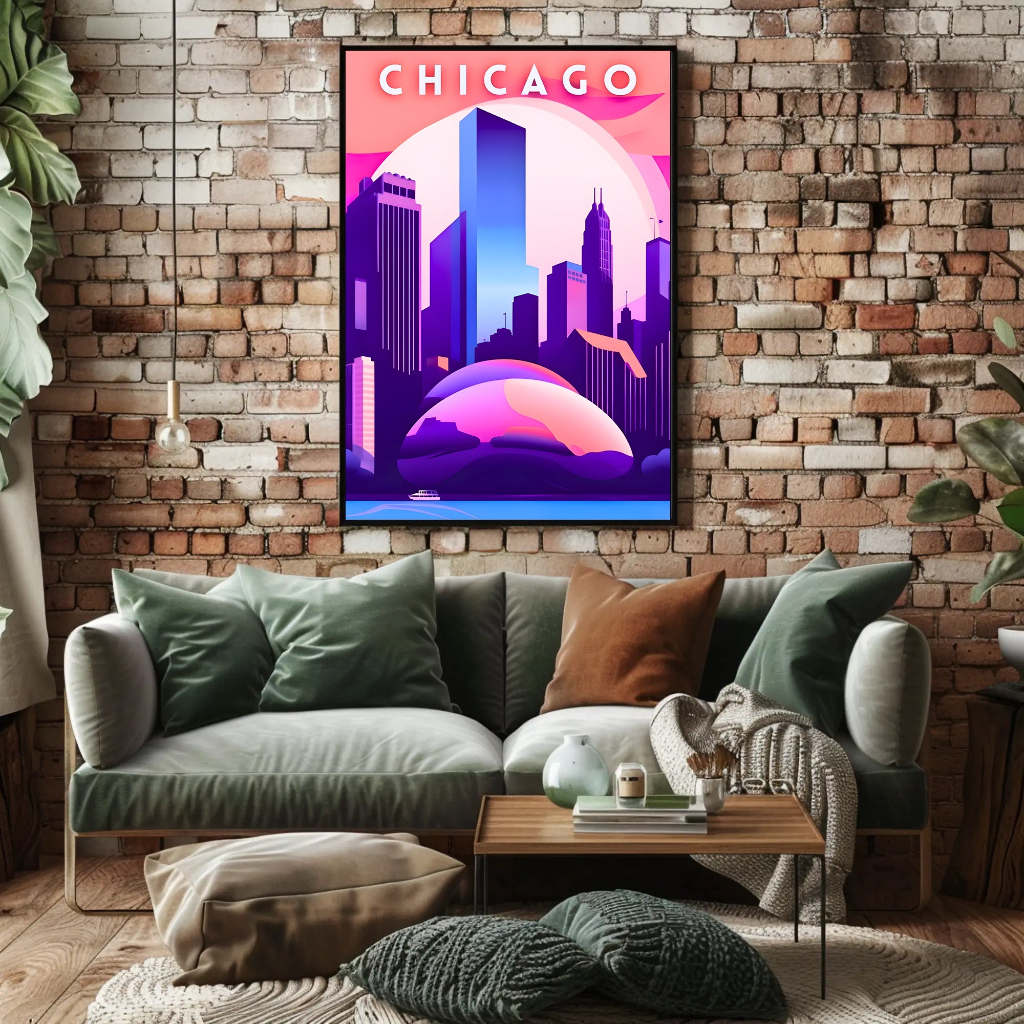 Chicago Skyline at Sunset: Urban Cityscape Poster