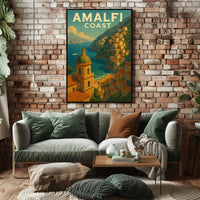 Amalfi Coast Poster Wall Art Seaside Print Travel Vibes