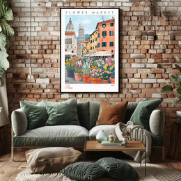 Vibrant Flower Market in Pisa Poster PosterGoat