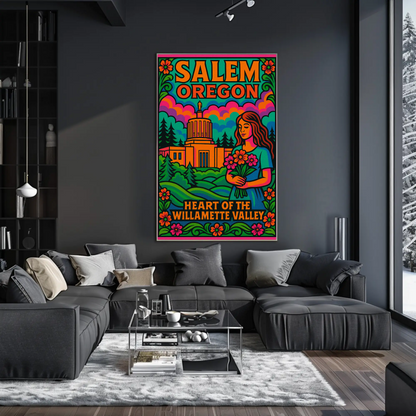 Salem Oregon Willamette Valley Travel Poster