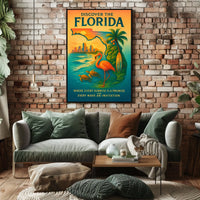 Florida Vacation Illustration Tropical Nature Poster