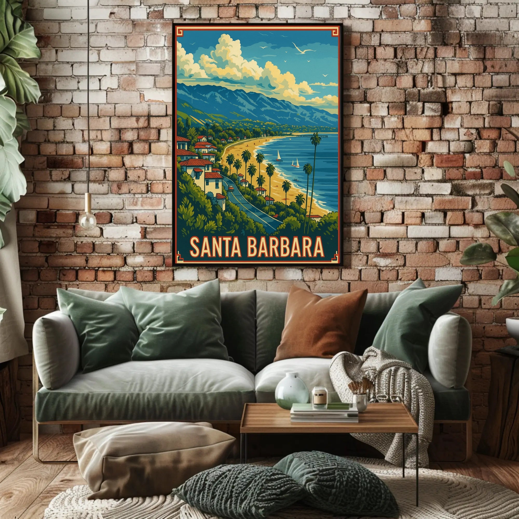 Santa Barbara Vintage Travel Scenic Seaside Poster