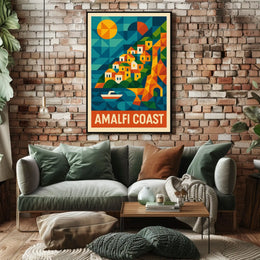 Amalfi Coast Poster Wall Art 18x24 Scenic Seaside Decor