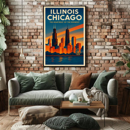 Illinois Chicago The Heartbeat of the Midwest Poster