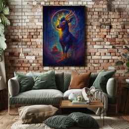 Mystical Deer in Enchanted Forest Poster