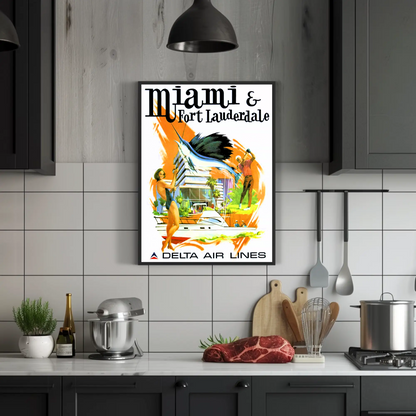 Miami & Fort Lauderdale Vintage Poster - Delta Air Lines