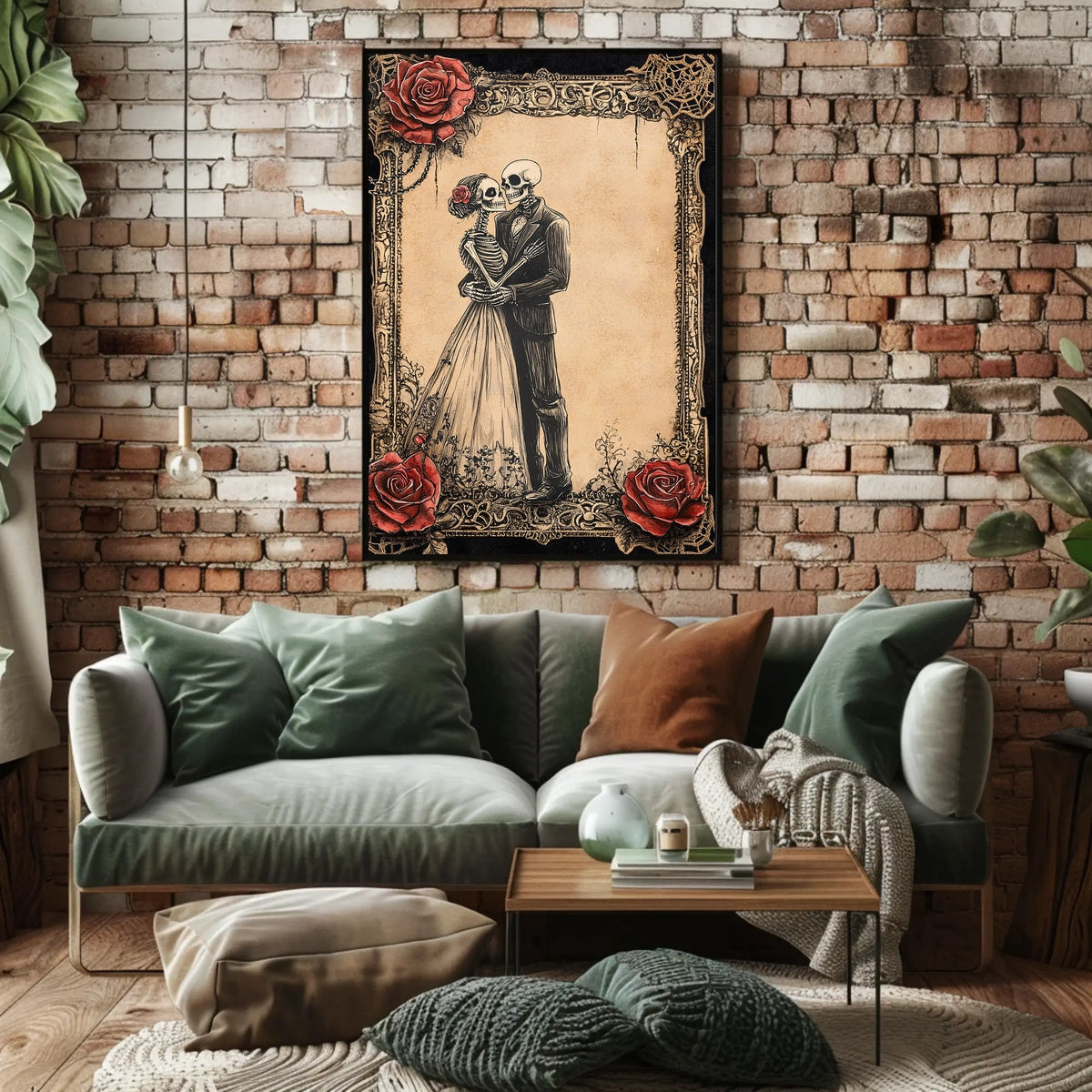 Elegant Skeletal Couple Victorian Gothic Artistic Poster