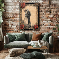 Elegant Skeletal Couple Victorian Gothic Artistic Poster