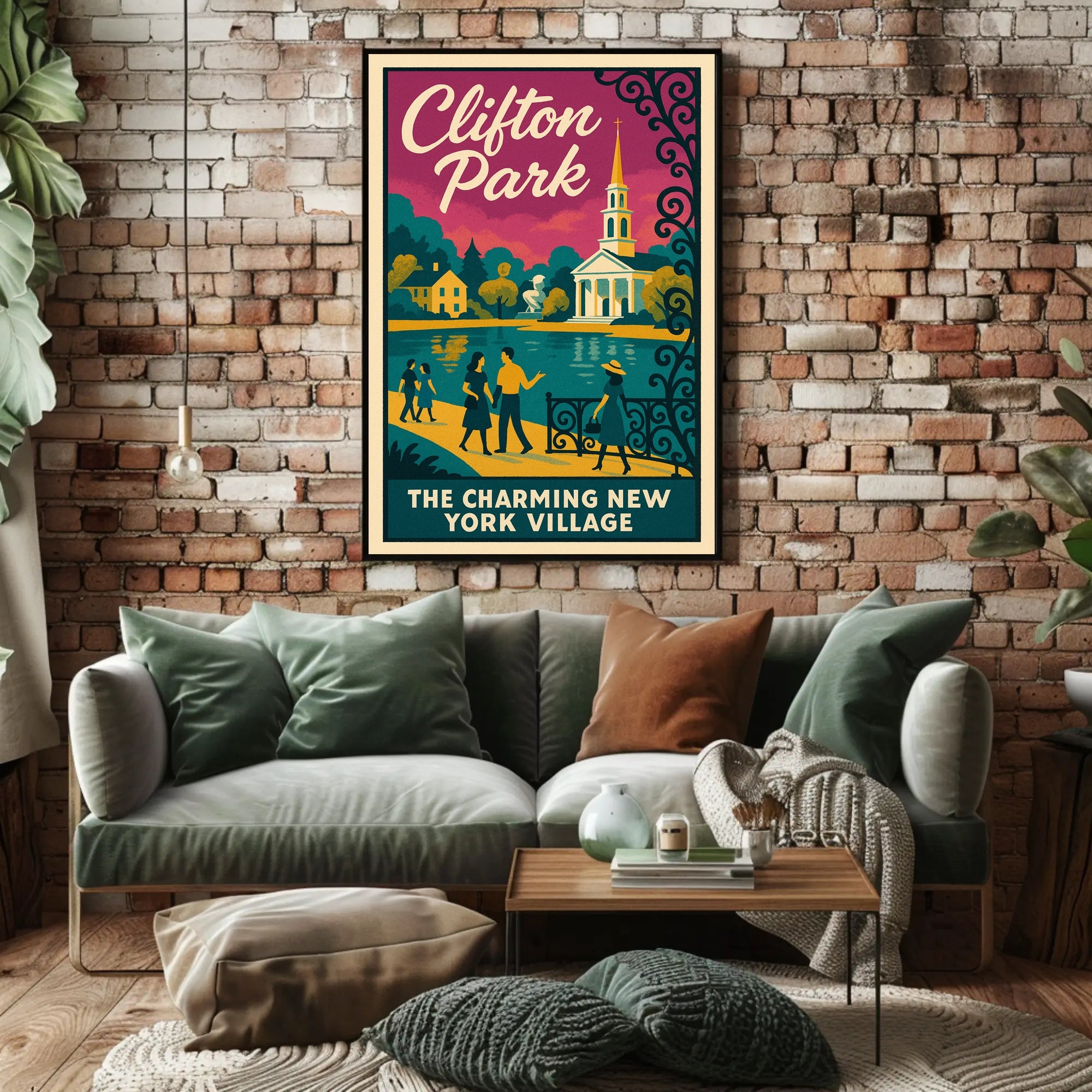 Clifton Park: Vintage Mid-Century New York Travel Poster