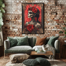 Day of the Dead Skull Woman Cultural Poster