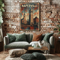 Naperville Skyline Illinois Cityscape Travel Minimalist Photography Realism Urban Collectors Poster