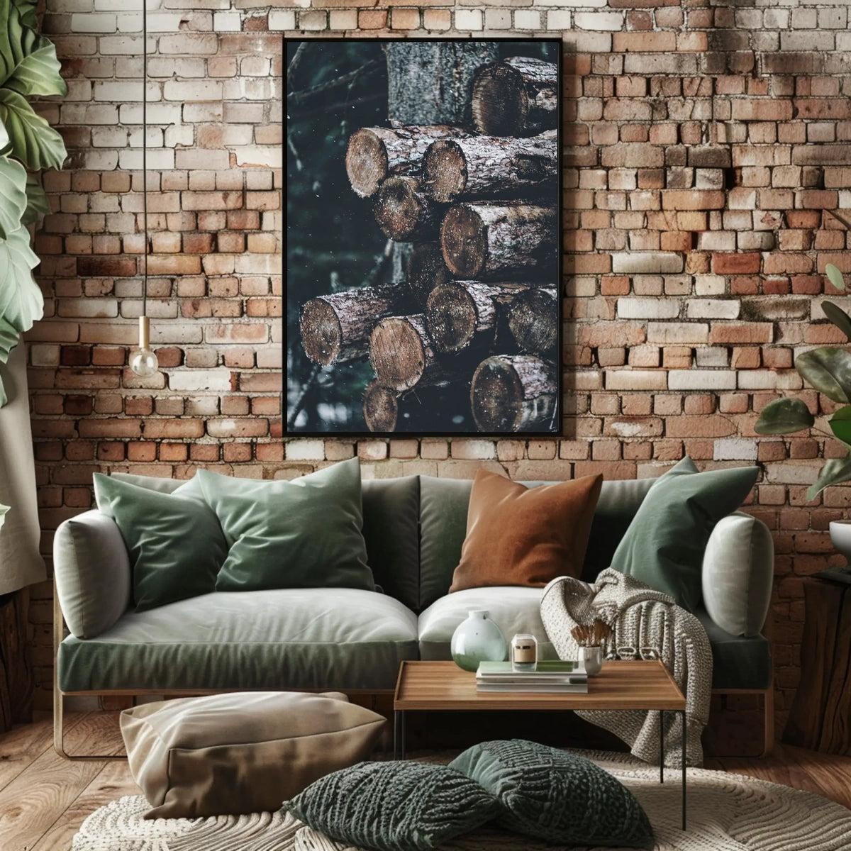 Stacked Logs Woodland Serenity: National Park Poster