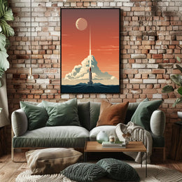 Rocket Launch At Dusk Poster