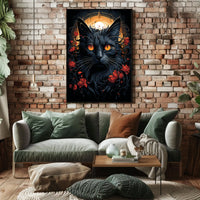 Exquisite Black Cat with Mesmerizing Eyes Animal Poster