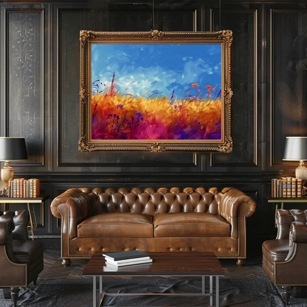 Vibrant Pastoral Landscape Impressionistic Art Poster