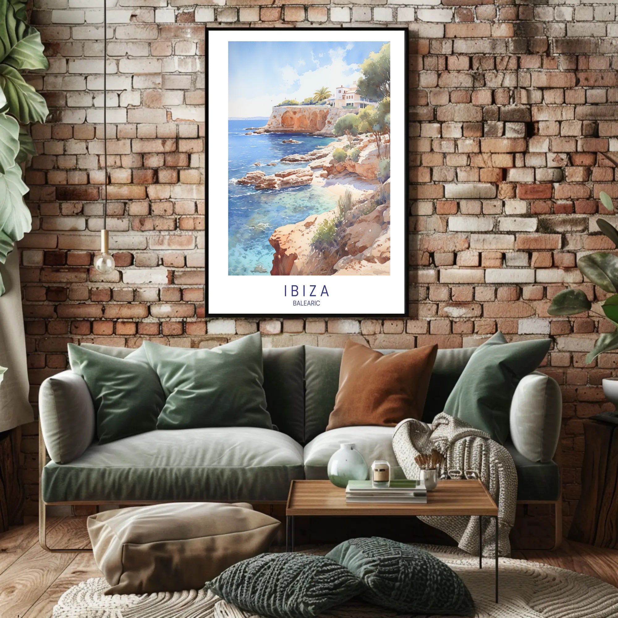Ibiza Coastal Serenity Vintage Travel Poster PosterGoat