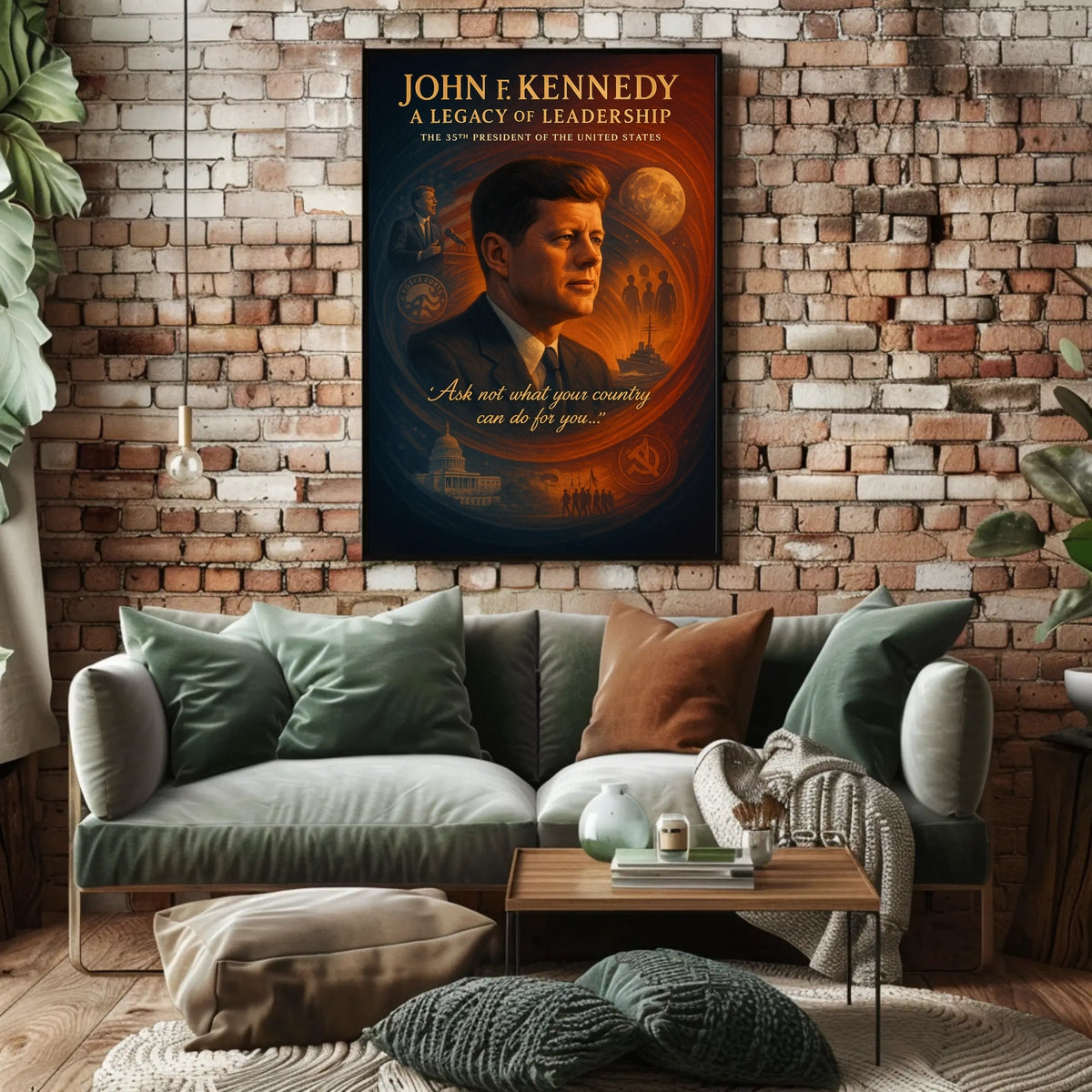 JFK Legacy Vintage Commemorative Leadership Poster Print