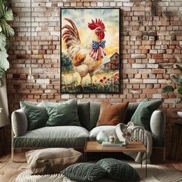 rooster crowing proudly at sunrise Poster