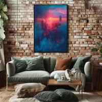 Futuristic Cityscape at Sunset - Urban or Cityscape Poster PosterGoat