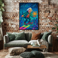 Cosmic Einstein on a Skateboard Poster
