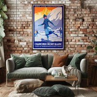 Chamonix-Mont Blanc Vintage Winter Sports Travel Poster PosterGoat