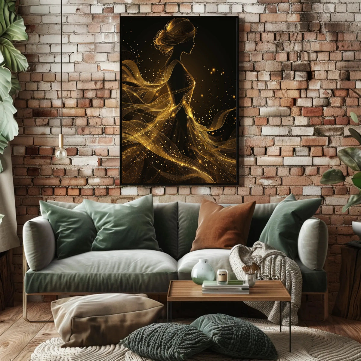 Ethereal Silhouette: Golden Gossamer Woman Art Poster