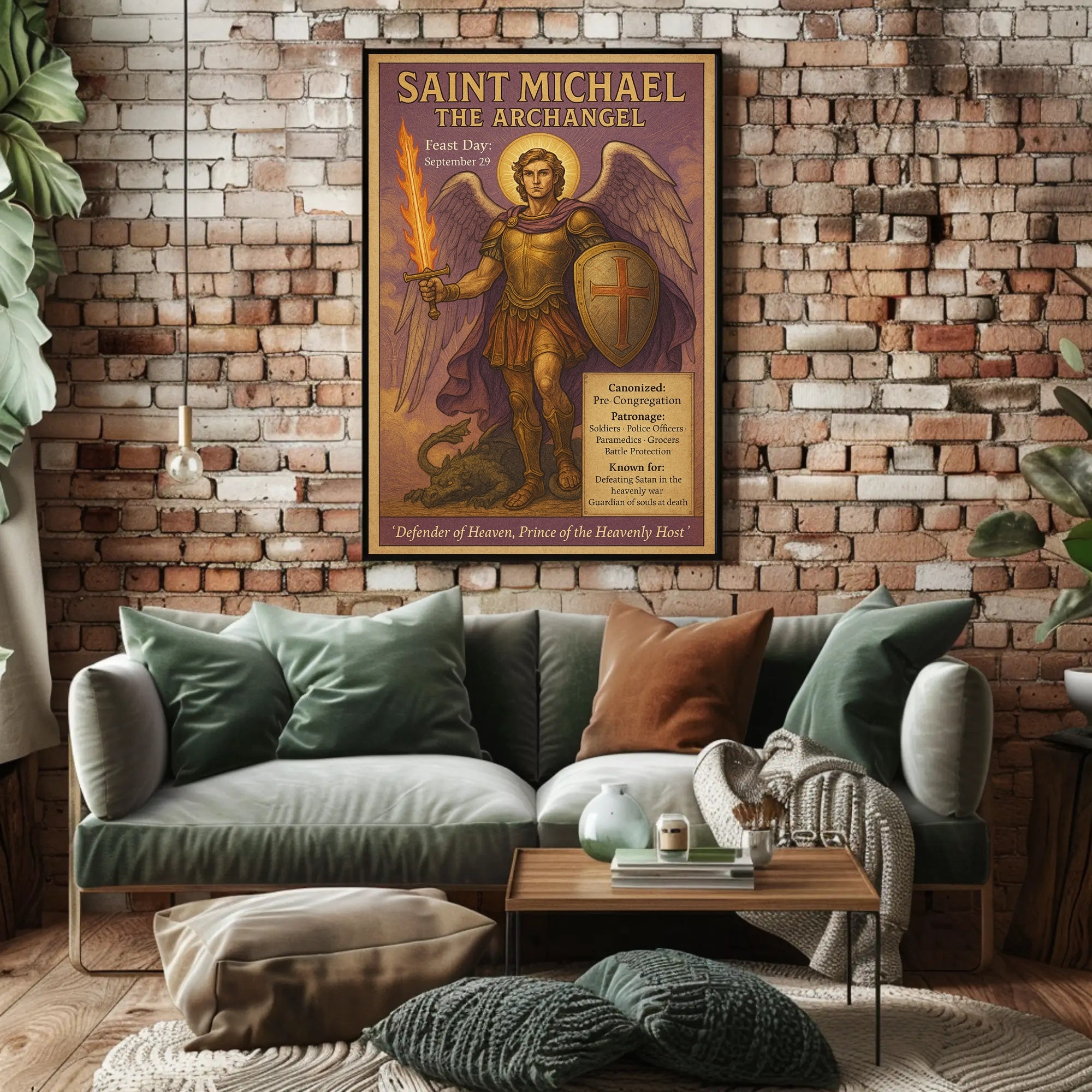 Saint Michael Archangel Vintage Inspirational Mythology Poster