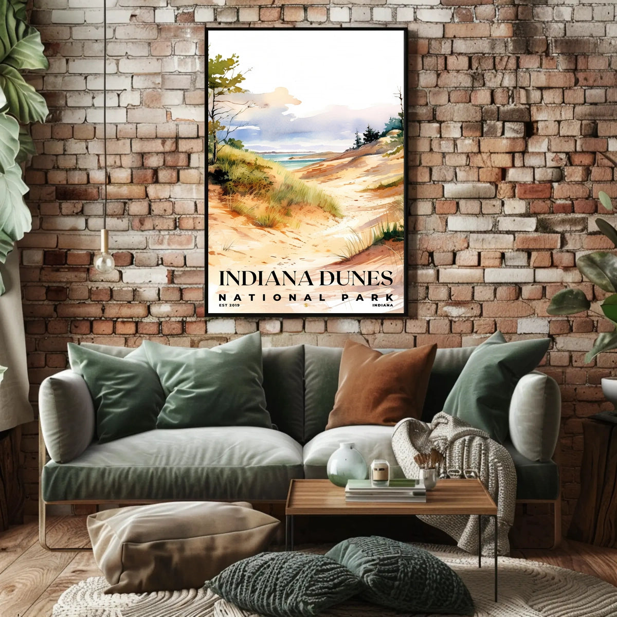 Indiana Dunes Watercolor Wall Art Poster
