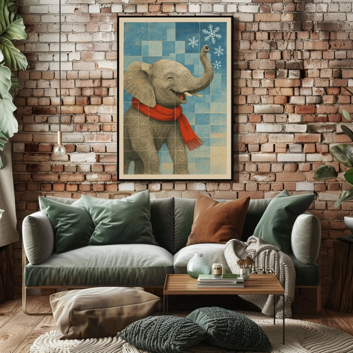 Winter Elephant Delight Poster
