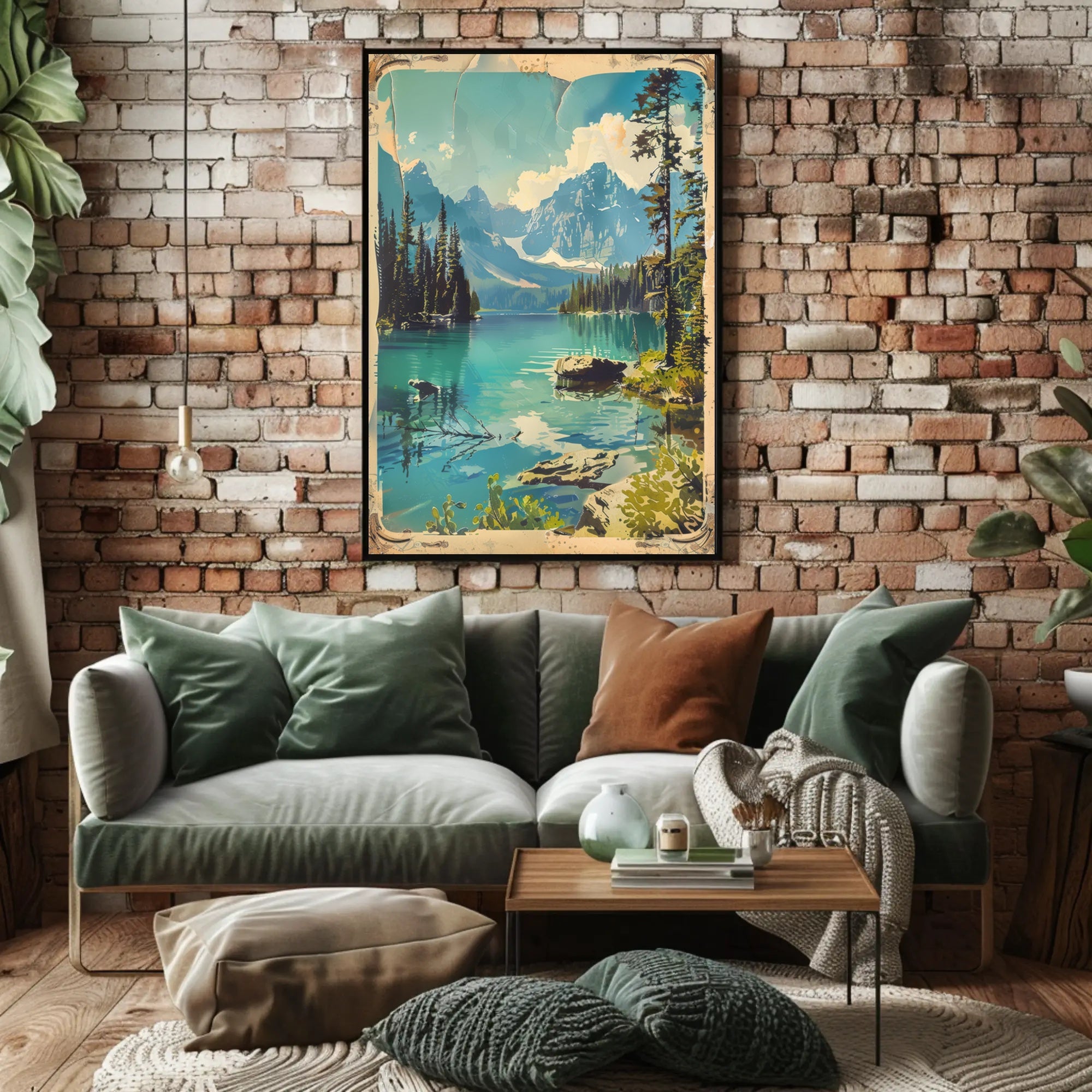 Serene Mountain Lake Travel Poster Landscape Print