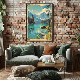 Serene Mountain Lake Travel Poster Landscape Print