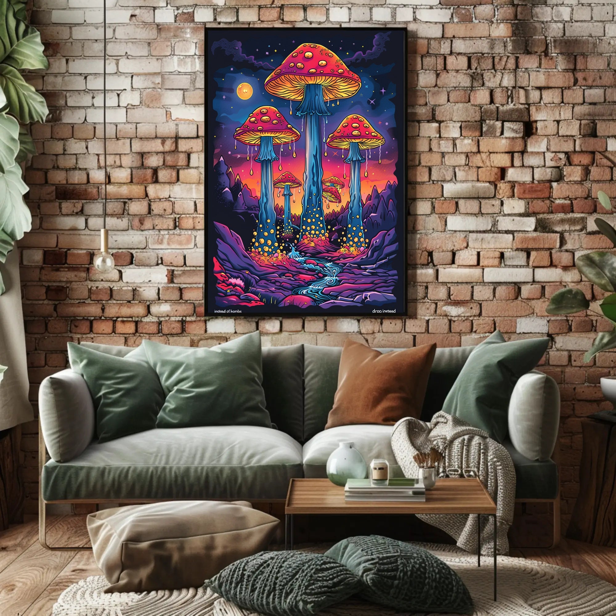 Enchanted Mushroom Landscape Art Print Poster for Home Decor and Nature Lovers PosterGoat