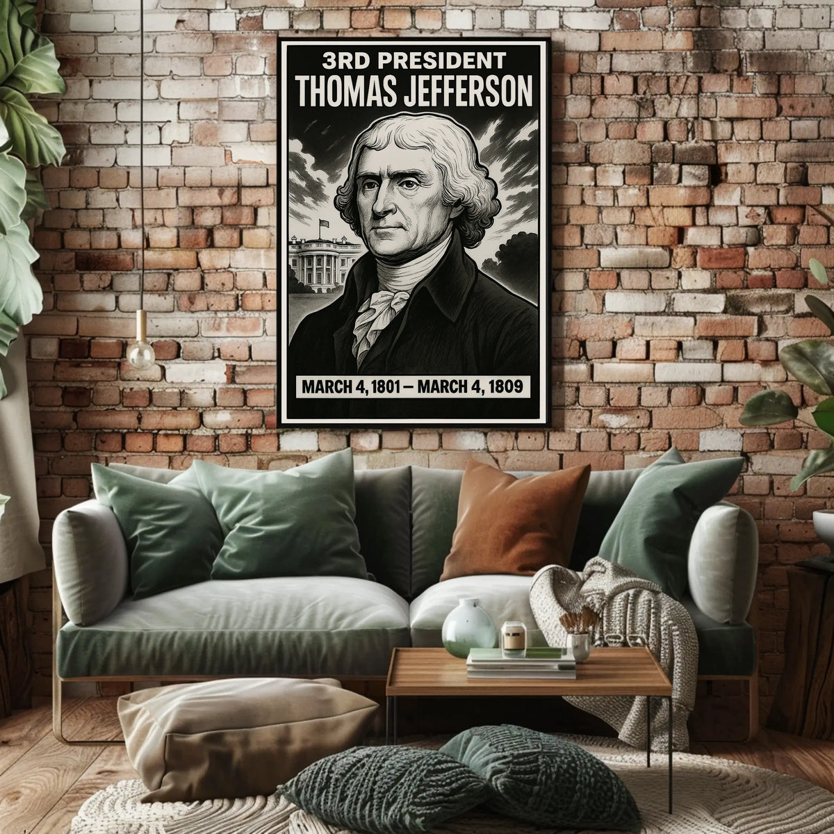 Thomas Jefferson Presidential Vintage Scenic Founding Era Heritage Wall Art Decor Poster