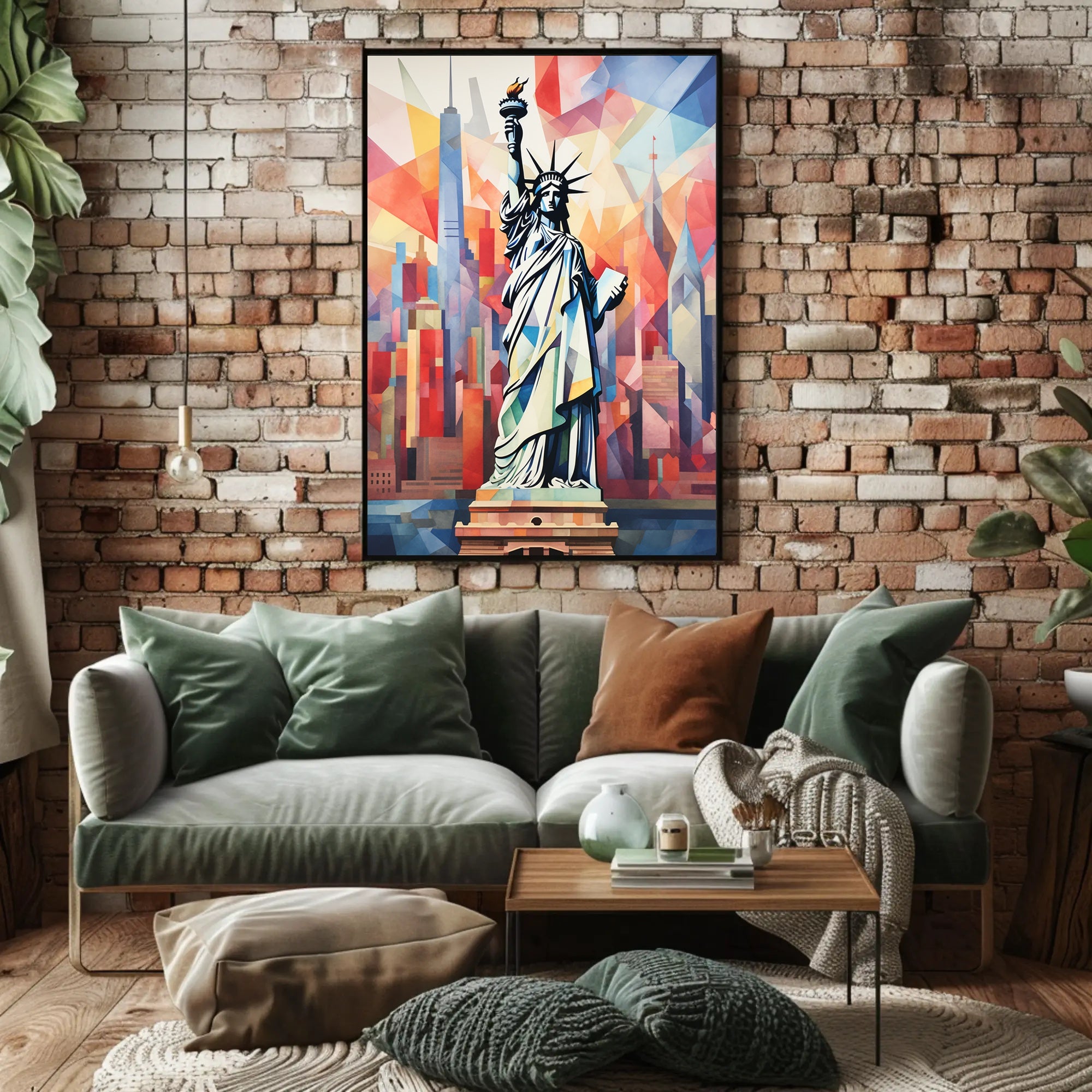 Statue Of Liberty Geometric NYC Poster Abstract Wall Art