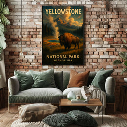 Yellowstoneâ€™s Majestic Bison - National Park Poster