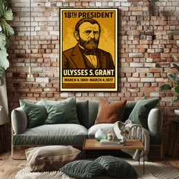 Ulysses S. Grant 18th President of the United States Inked Comic Style Poster