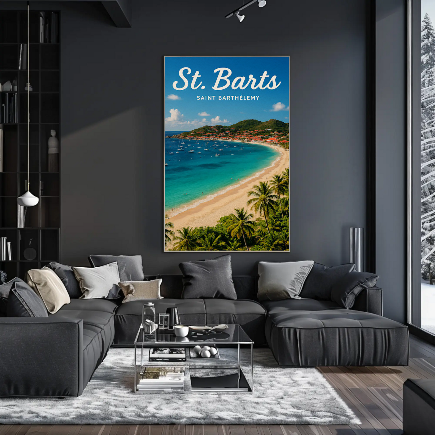 St Barts Caribbean Island Beach Coastline Travel Poster