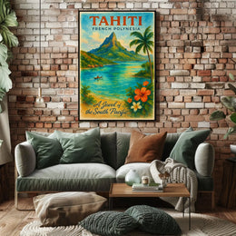 Tahiti Travel Poster – Vintage French Polynesia Wall Art, South Pacific Paradise Decor