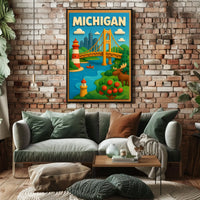 Michigan Adventure Poster Scenic Wall Art For Home Decor