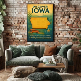 Discover Iowa Vintage Travel Poster