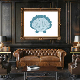 Stylized Blue Seashell Minimalist Art Poster