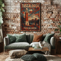 Tuscaloosa Tower Skyline Vintage Collectors Poster
