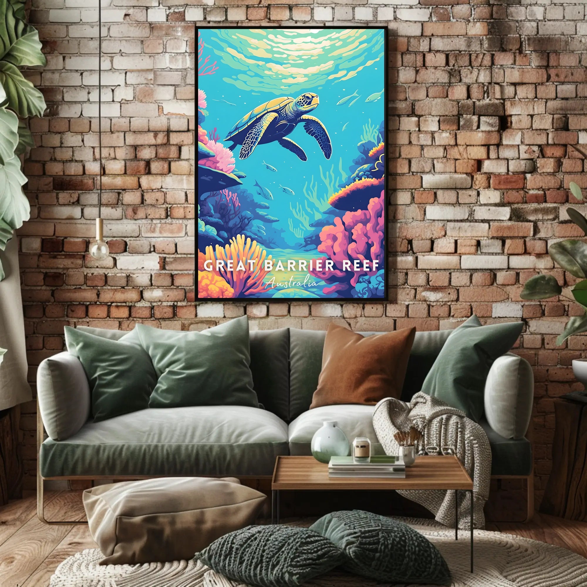 Underwater Sea Turtle: Vibrant Animal Poster