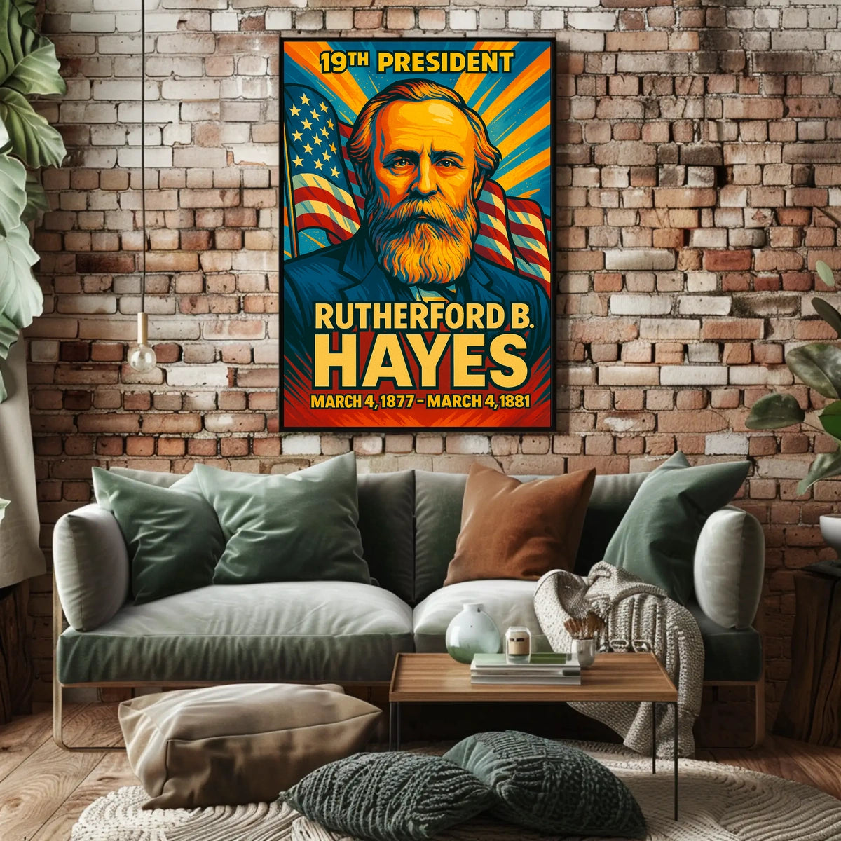 Rutherford B. Hayes 19th President of the United States Colorful Comic Book Style Poster